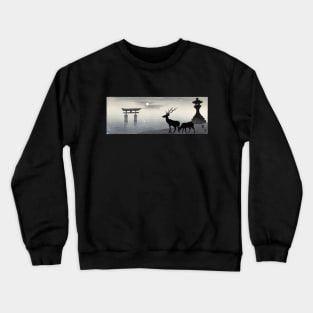 Landscape with torii and deer Crewneck Sweatshirt